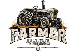Distressed Vintage Tractor Farmer Logo