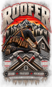 Gritty Roofer Mountain Emblem Poster