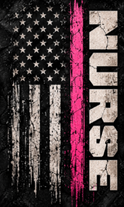 Grunge American Flag with Pink Line Nurse Text