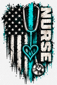 Grunge Nurse Flag with Heart Stethoscope